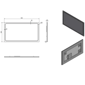 Spogulis Sapho GEMINI ar LED apgaismojumu 90x50cm