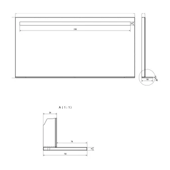 Spogulis Sapho BRETO ar LED apgaismojumu un plauktu 120x60,8 cm