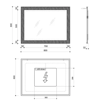 Spogulis Sapho FLUT ar LED apgaismojumu, 60x80cm, balts