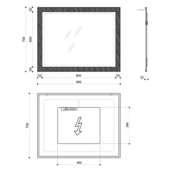 Spogulis Sapho FLUT ar LED apgaismojumu, 90x70 cm, balts