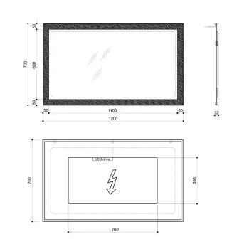 Spogulis Sapho FLUT ar LED apgaismojumu, 120x70cm, balts