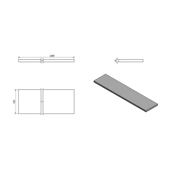 Darba virsma Sapho AVICE 220x50cm, biezums 5cm, cements