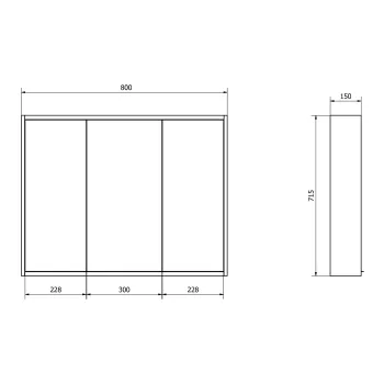 Spoguļskapītis Sapho BATU spoguļskapis 80x71x15cm, 2x LED apgaismojums, spīdīgi balts