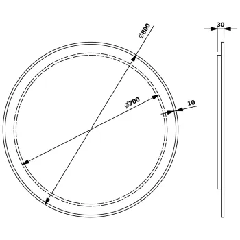 Spogulis Sapho SHARON LED ar fona apgaismojumu Ø 80 cm, melns matēts