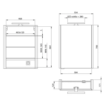 Spoguļskapītis Sapho LUCIE ar LED apgaismojumu, 55x70x17cm, balts