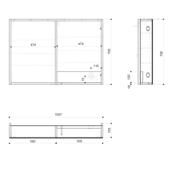 Spoguļskapītis Sapho LINEX ar LED apgaismojumu, 100x70x15cm, priede Rustik krāsā