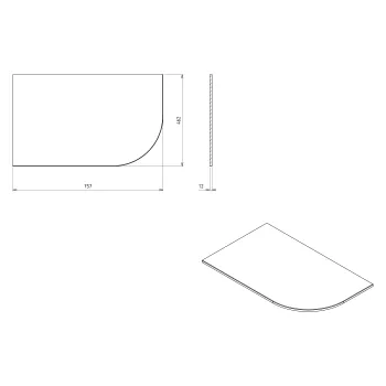 Darba virsma Sapho PULSE Rockstone 757x12x462mm, kreisā, matēti balta