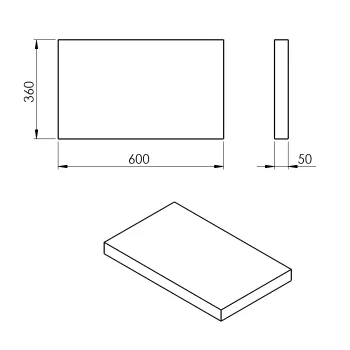 Darba virsma Sapho AVICE 60x36cm, biezums 5cm, cements