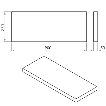 Darba virsma Sapho AVICE 90x36cm, biezums 5cm, cements
