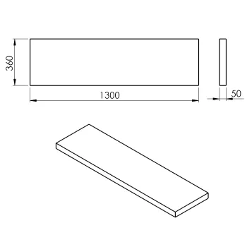Darba virsma Sapho AVICE 130x36cm, biezums 5cm, sens ozols