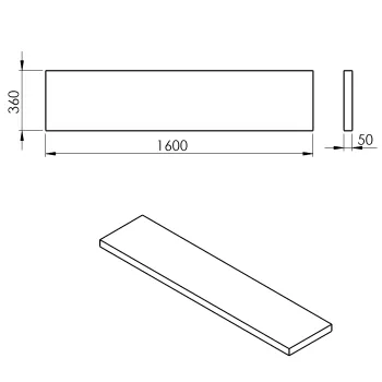 Darba virsma Sapho AVICE 160x36cm, biezums 5cm, cements