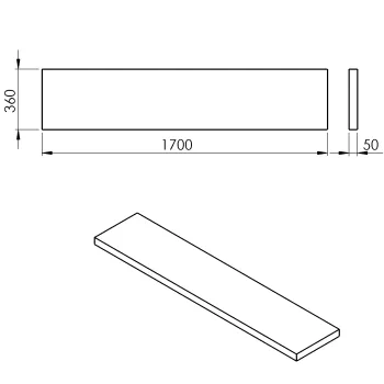 Darba virsma Sapho AVICE 170x36cm, biezums 5cm, tumšs ozols
