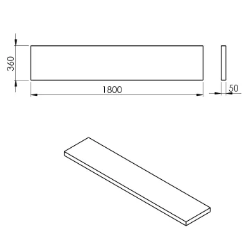 Darba virsma Sapho AVICE 180x36cm, biezums 5cm, sens ozols