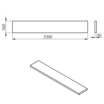Darba virsma Sapho AVICE 230x36cm, biezums 5cm, tumšs ozols