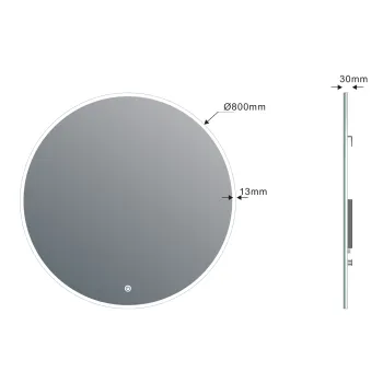 Spogulis Sapho VISO apaļais ar LED apgaismojumu, ø 80 cm, skārienjutīgs sensors, 2700–6500 K