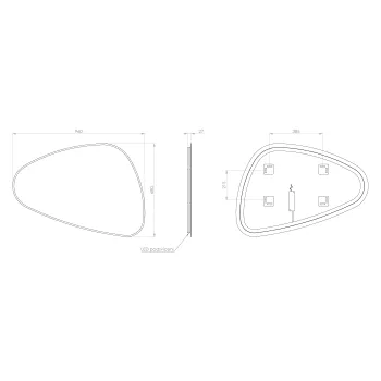 Spogulis Sapho ELENA LED ar fona apgaismojumu 20W, 68x96cm, melns matēts