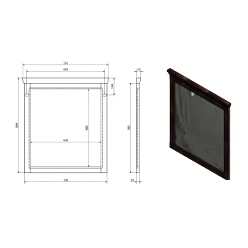 Spogulis Sapho CROSS  koka rāmī 70x80cm, dižskābardis