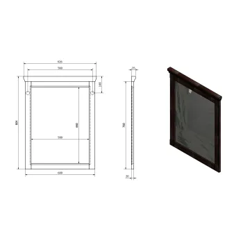 Spogulis Sapho CROSS  koka rāmī 60x80cm, dižskābardis