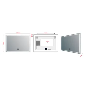 Spogulis Sapho GEMINI ar LED apgaismojumu 100x70cm, viedās funkcijas