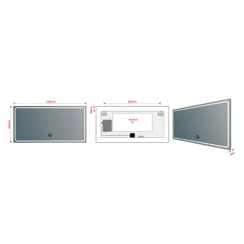 Spogulis Sapho GEMINI ar LED apgaismojumu 120x60cm, viedās funkcijas