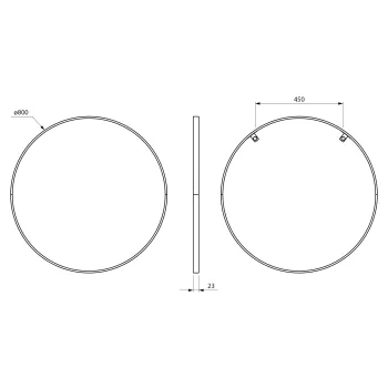 Spogulis Sapho NOTION SLIM  rāmī, apaļš, diametrs 80 cm, matēti balts