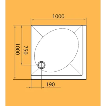 Dušas paliktnis Paa ART KV100  Akmens masas 100x100cm, ar paneli Balts