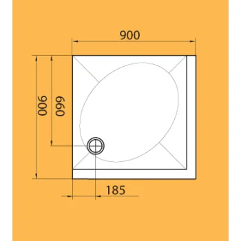 Dušas paliktnis Paa ART KV90 Akmens masas 90x90cm, ar paneli Balts