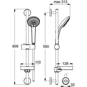 Ideal Standard Rain Soft Dušas komplekts 3-režīmi, B9415AA