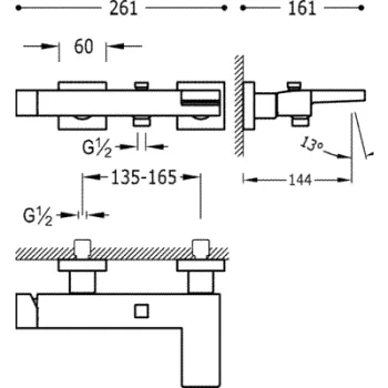Vannas / Dušas maisītājs SLIM-TRES Vannas/dušas jaucējkrāns, 20217001