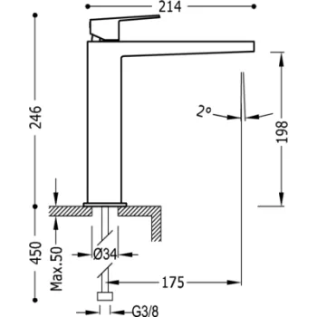 PROJECT-TRES Paaugstināts izlietnes jaucējkrāns, 21120301AC