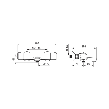 Vannas / Dušas maisītājs ORAS NOVA ar Termostatu iebūvējams, melns matēts 7462U-33