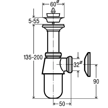 VIEGA Izlietnes sifons/glāze ar izpl. 1 1/4x32 102555 VIEGA Izlietnes sifons/glāze ar izpl. 1 1/4x32 102555