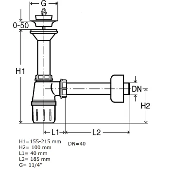 Izlietnes sifons VIEGA ar izplūdi 1 1/2 x40 137182